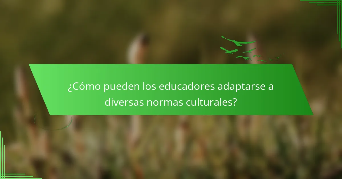 ¿Cómo pueden los educadores adaptarse a diversas normas culturales?