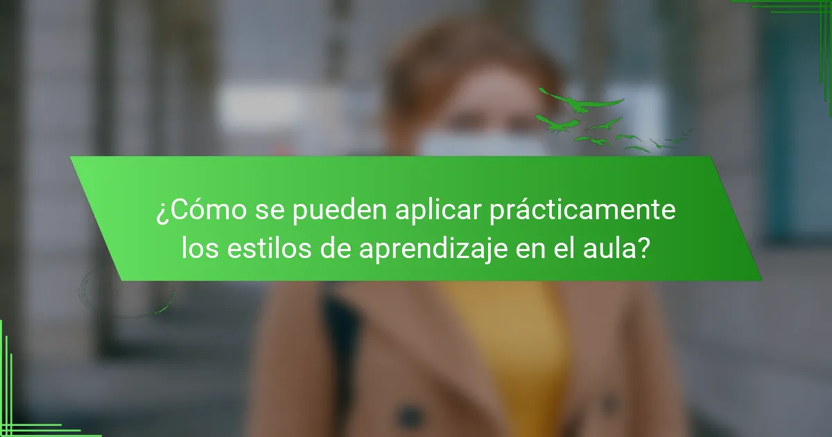 ¿Cómo se pueden aplicar prácticamente los estilos de aprendizaje en el aula?