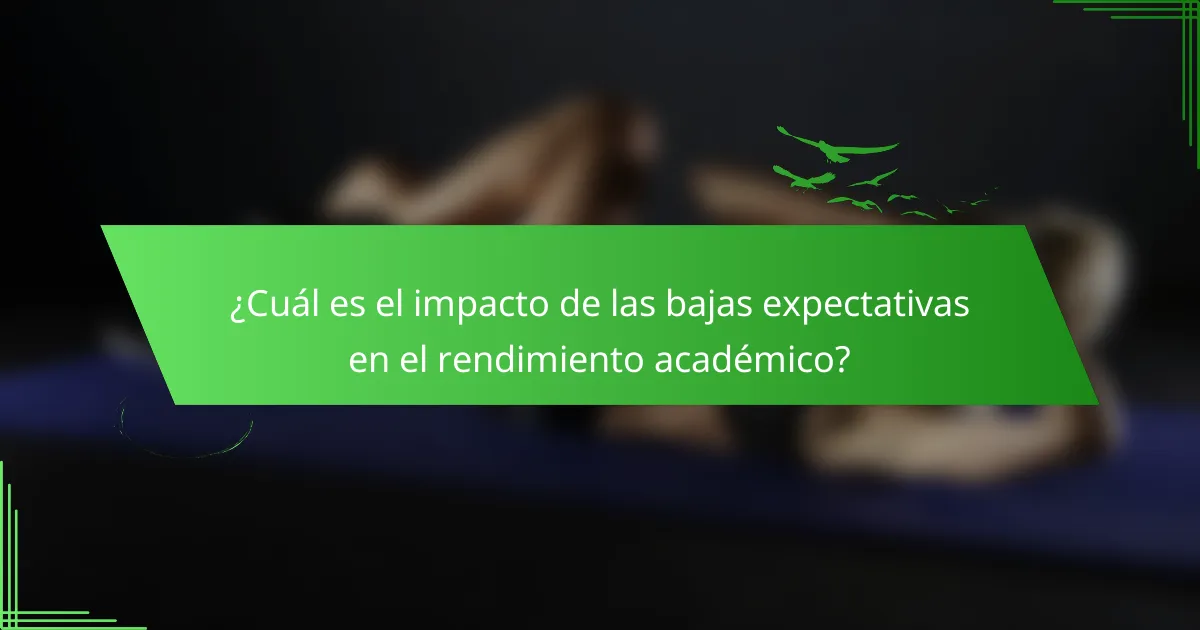 ¿Cuál es el impacto de las bajas expectativas en el rendimiento académico?