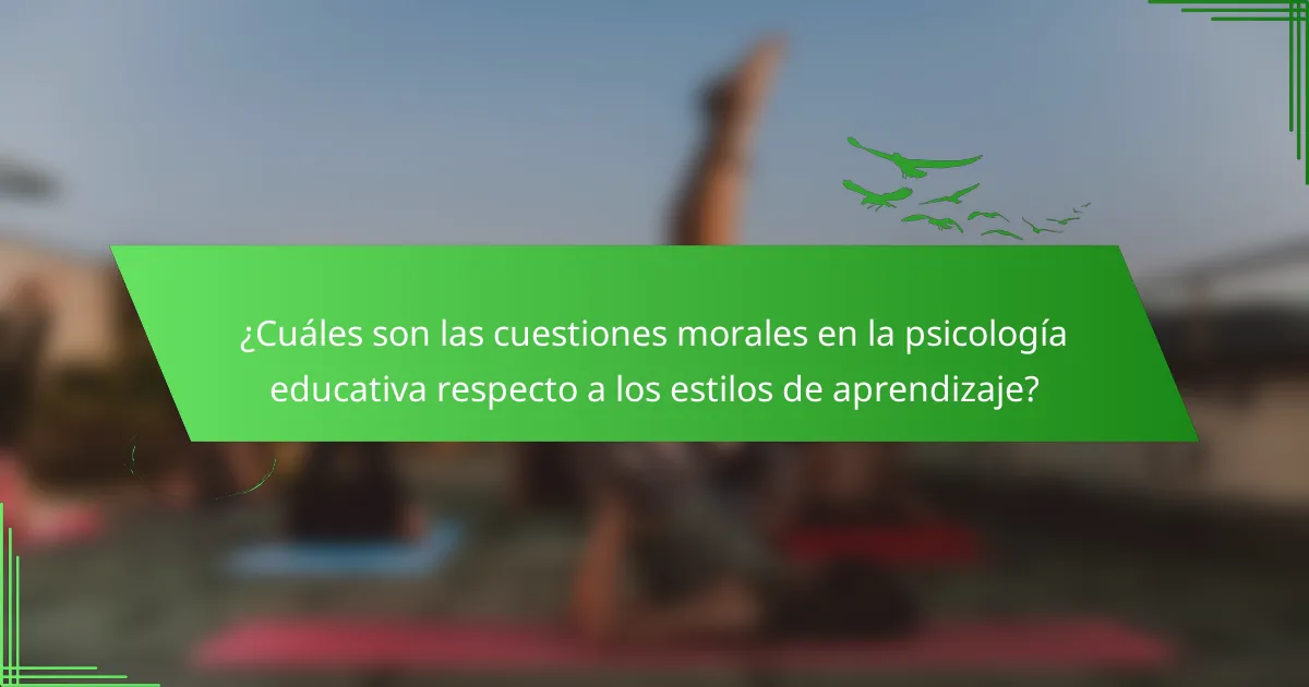 ¿Cuáles son las cuestiones morales en la psicología educativa respecto a los estilos de aprendizaje?