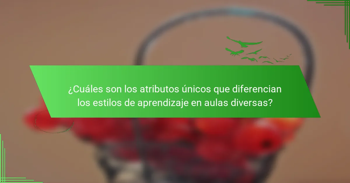 ¿Cuáles son los atributos únicos que diferencian los estilos de aprendizaje en aulas diversas?