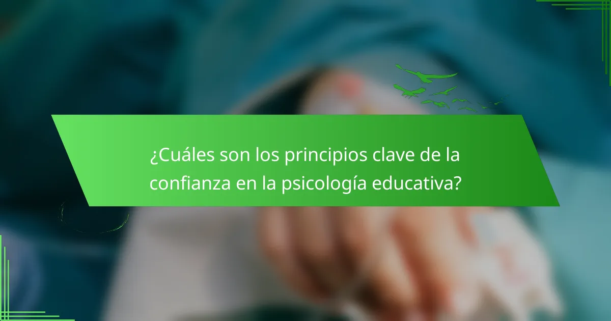 ¿Cuáles son los principios clave de la confianza en la psicología educativa?