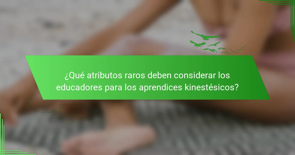 ¿Qué atributos raros deben considerar los educadores para los aprendices kinestésicos?