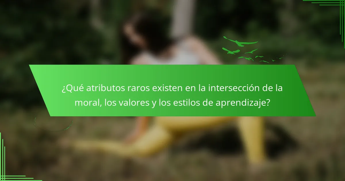 ¿Qué atributos raros existen en la intersección de la moral, los valores y los estilos de aprendizaje?