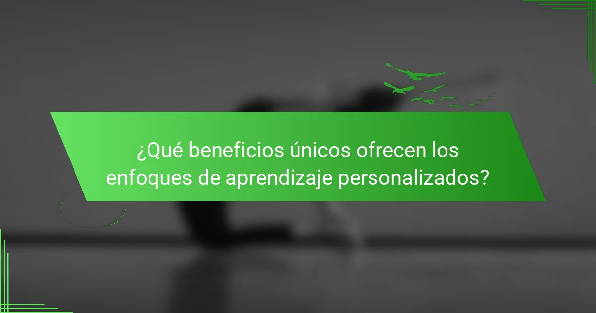 ¿Qué beneficios únicos ofrecen los enfoques de aprendizaje personalizados?