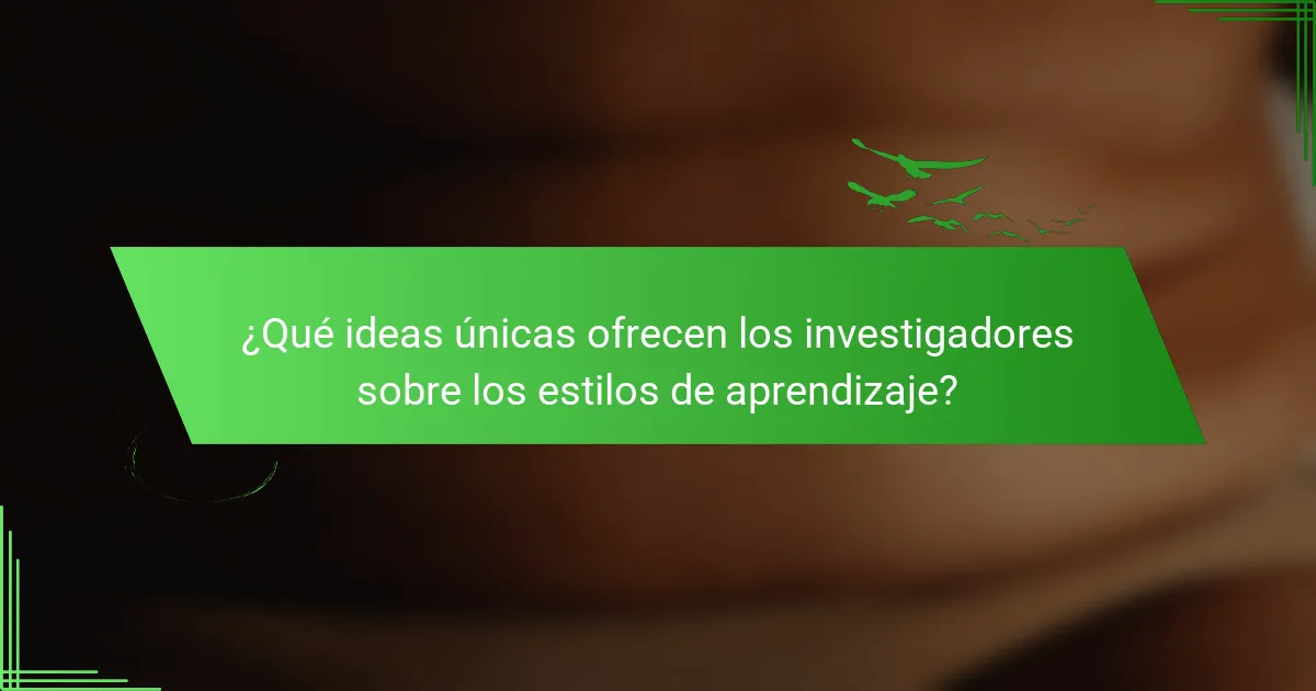 ¿Qué ideas únicas ofrecen los investigadores sobre los estilos de aprendizaje?