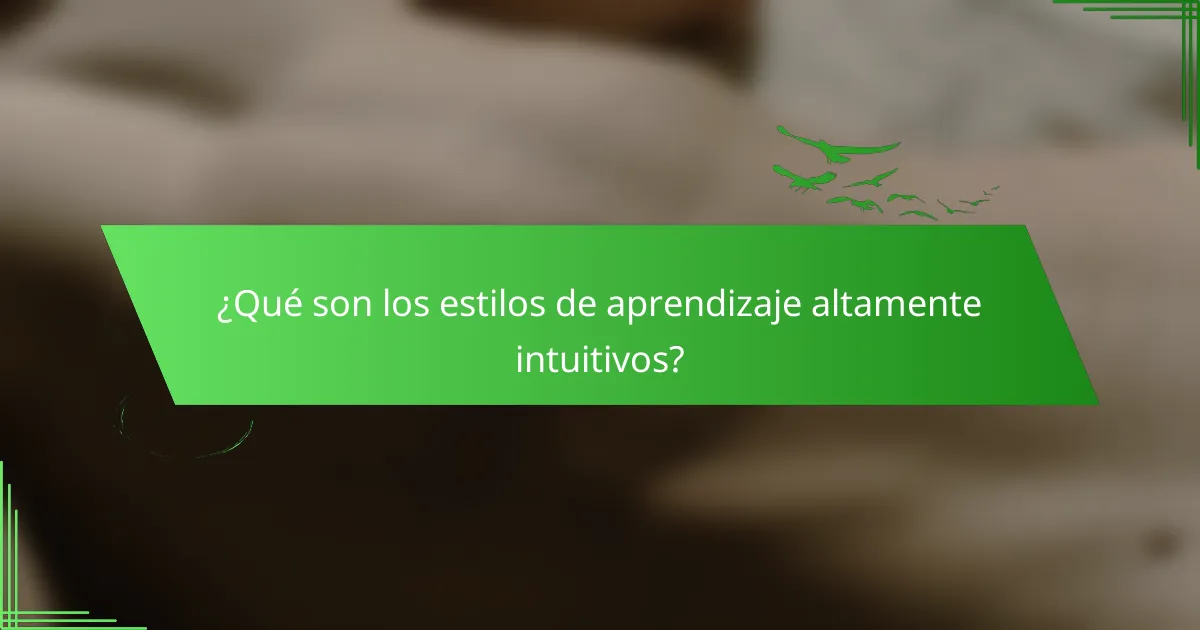 ¿Qué son los estilos de aprendizaje altamente intuitivos?
